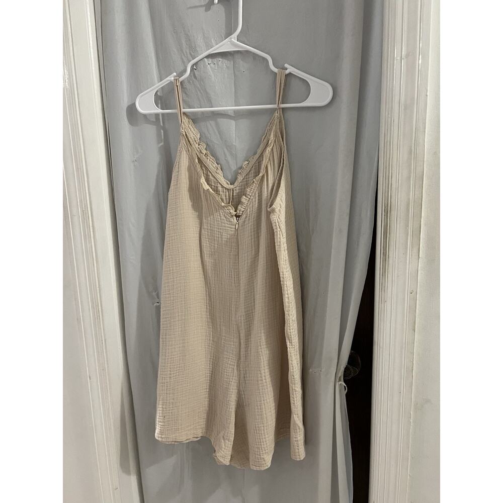 SHEIN Tan Gauzy Cotton Romper Sz L - Picture 4 of 6